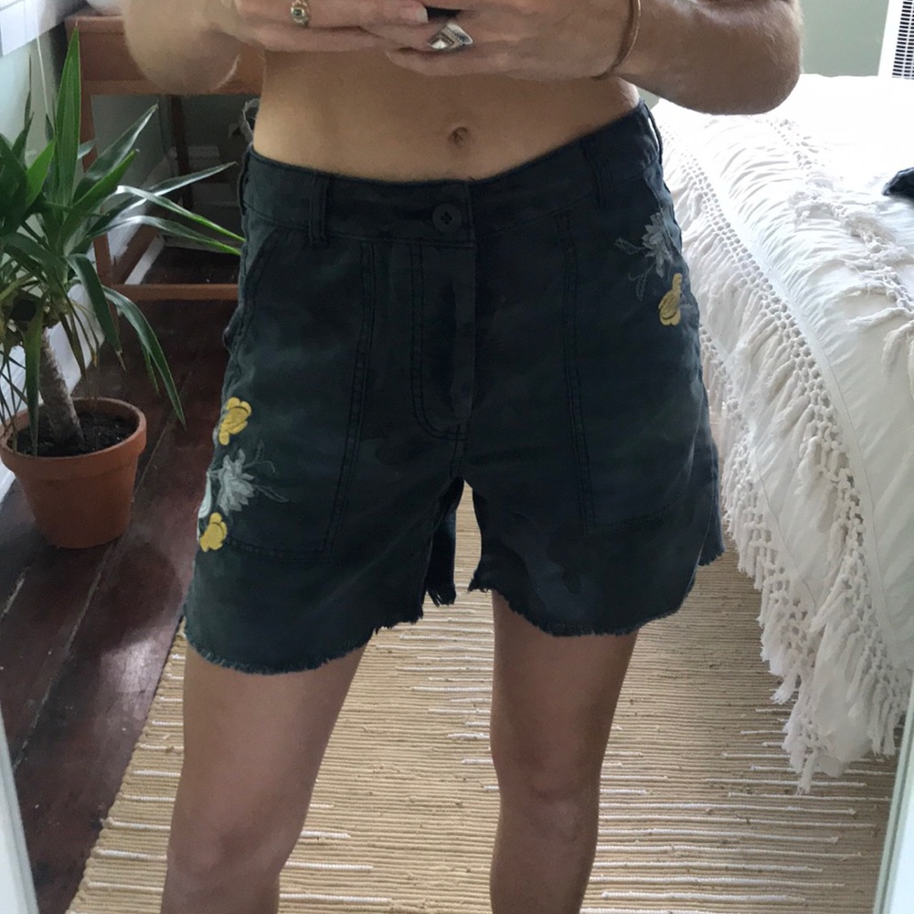Free people camp floral embroidered shorts